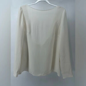 NWT Valentino Low Back Draped Off White   Long Sleeve Blouse Top sz 6 100% Silk